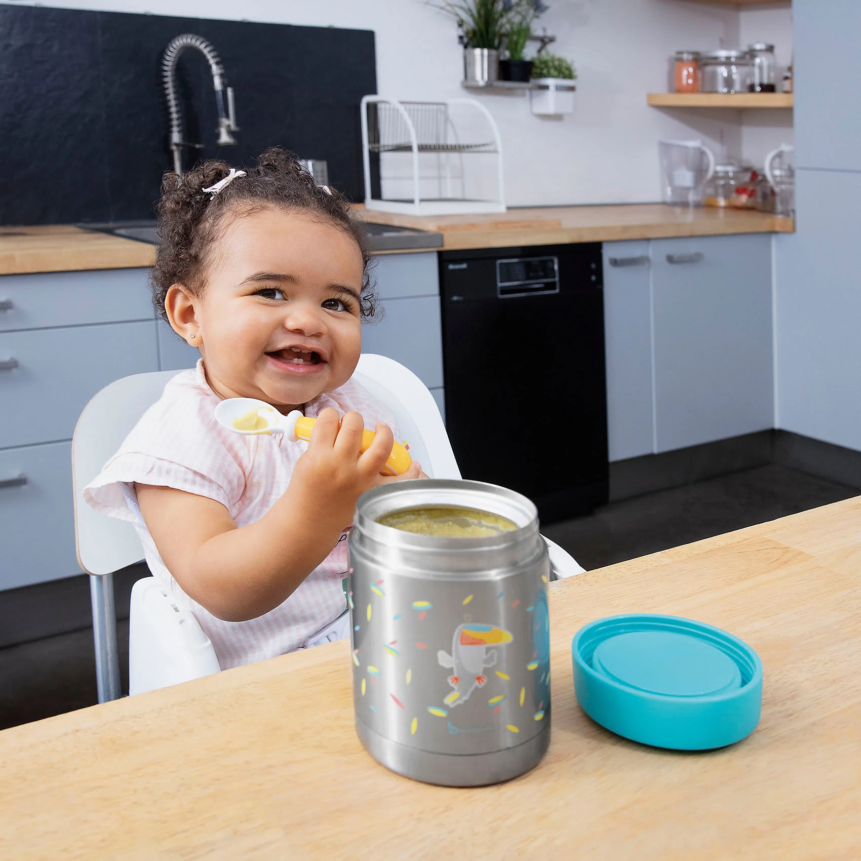 Badabulle Edelstahl-Warmhaltebox Tukan, 350 Ml, Türkis/grau 2 Badabulle Edelstahl-Warmhaltebox Tukan, 350 Ml, Türkis/grau – Bild 2