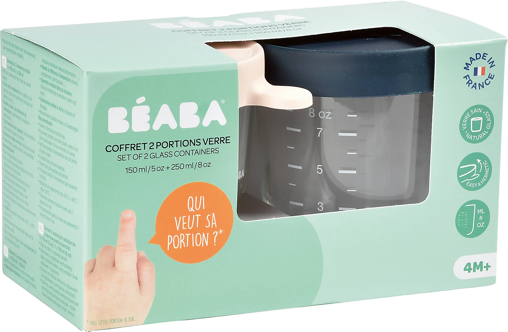 Beaba 2er Set Portionsbehälter Aus Hochwertigem Glas (150 Ml Rosa / 250 Ml... 3 Beaba 2er Set Portionsbehälter Aus Hochwertigem Glas (150 Ml Rosa / 250 Ml... – Bild 3