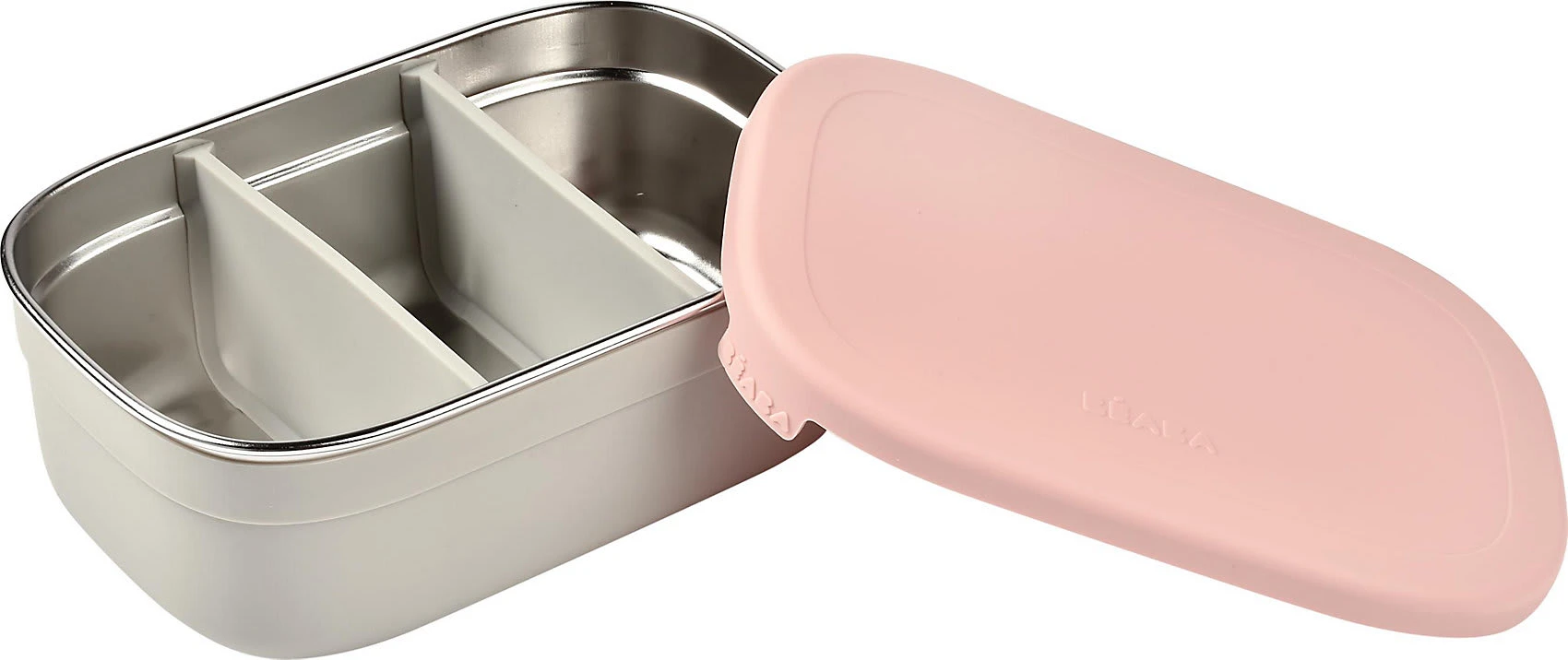 Beaba Edelstahl Brotdose Velvet Grau/dusty Rosa 2 Beaba Edelstahl Brotdose Velvet Grau/dusty Rosa – Bild 2