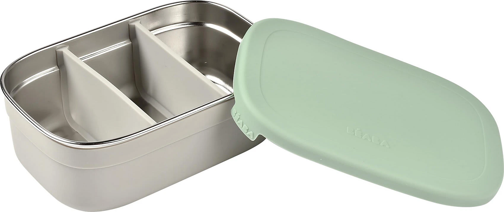Beaba Edelstahl Brotdose Velvet Grau/salbeigrün 2 Beaba Edelstahl Brotdose Velvet Grau/salbeigrün – Bild 2
