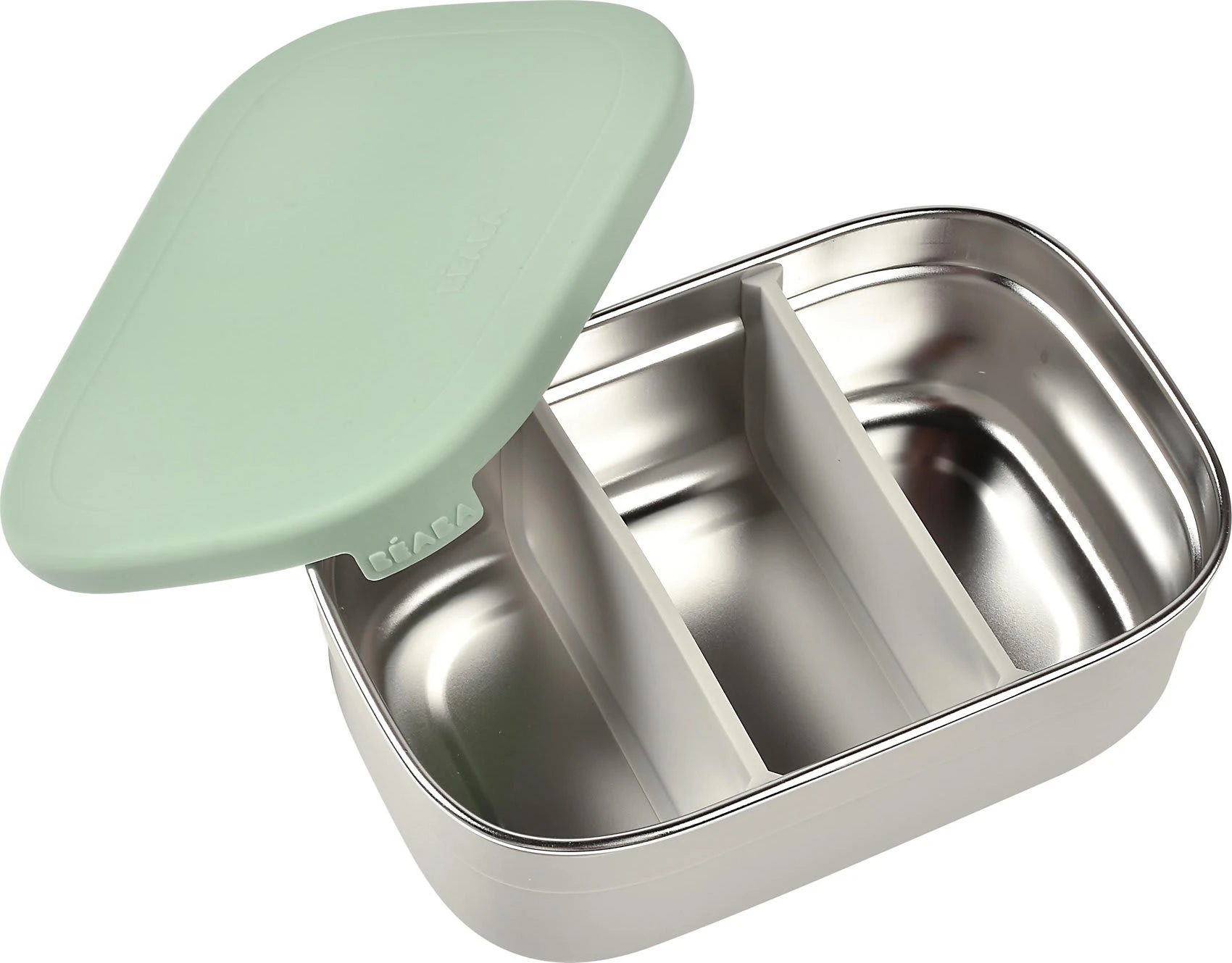 Beaba Edelstahl Brotdose Velvet Grau/salbeigrün 3 Beaba Edelstahl Brotdose Velvet Grau/salbeigrün – Bild 3