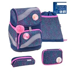 BELMIL 4tlg-Set: Schulranzen Amazing Polka Dot 2 In Blau – H36xB26xT18 Cm