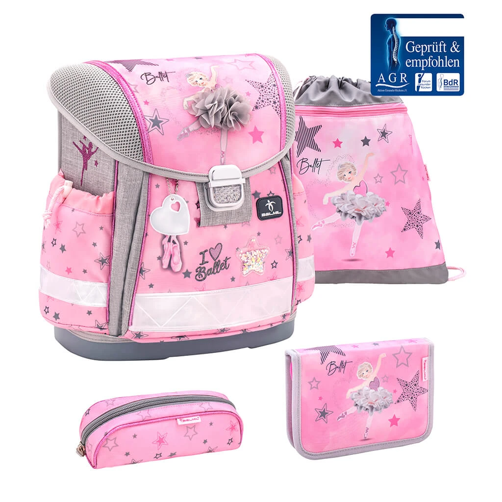 BELMIL 4tlg-Set: Schulranzen Ballet Light Pink In Rose – (H)36 X (B) 32 X (T) 19 Cm 1 BELMIL 4tlg-Set: Schulranzen Ballet Light Pink In Rose – (H)36 X (B) 32 X (T) 19 Cm