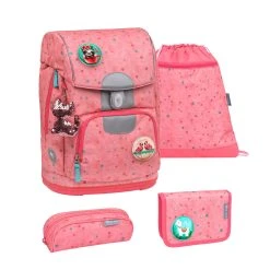 BELMIL 4tlg-Set: Schulranzen Blue Bird In Rosa – (H)35 X (B) 27 X (T) 20 Cm