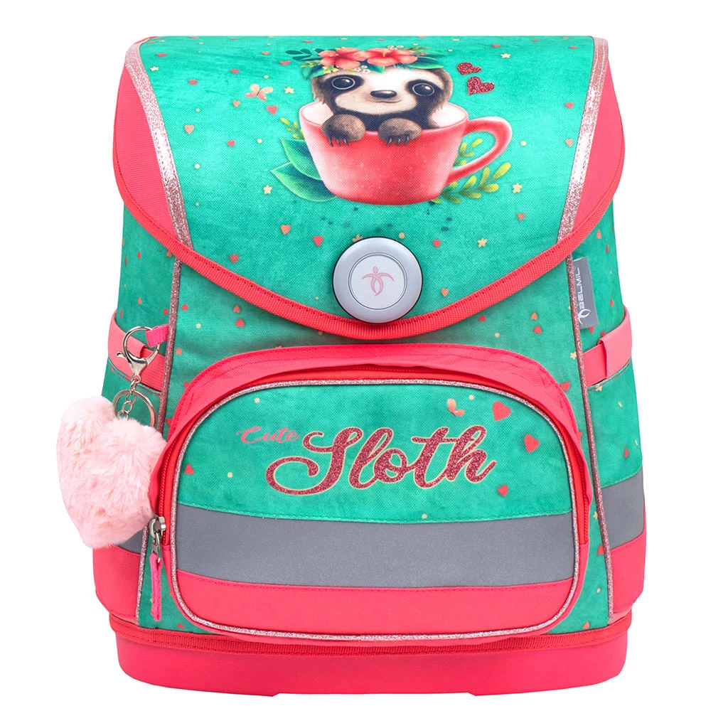 BELMIL 4tlg-Set: Schulranzen Cute Sloth In Türkis – (H)37 X (B) 30 X (T) 19 Cm 3 BELMIL 4tlg-Set: Schulranzen Cute Sloth In Türkis – (H)37 X (B) 30 X (T) 19 Cm – Bild 3