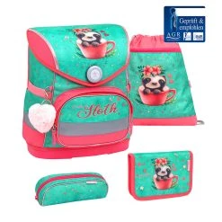BELMIL 4tlg-Set: Schulranzen Cute Sloth In Türkis – (H)37 X (B) 30 X (T) 19 Cm