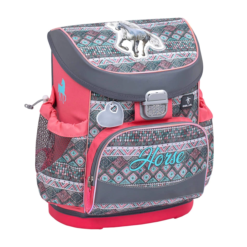 BELMIL 4tlg-Set: Schulranzen Horse Aruba Blue In Grau – (H)36 X (B) 28 X (T) 17 Cm 2 BELMIL 4tlg-Set: Schulranzen Horse Aruba Blue In Grau – (H)36 X (B) 28 X (T) 17 Cm – Bild 2