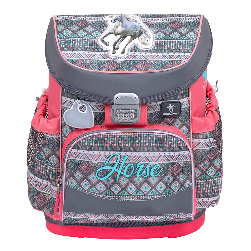 BELMIL 4tlg-Set: Schulranzen Horse Aruba Blue In Grau – (H)36 X (B) 28 X (T) 17 Cm 3 BELMIL 4tlg-Set: Schulranzen Horse Aruba Blue In Grau – (H)36 X (B) 28 X (T) 17 Cm – Bild 3