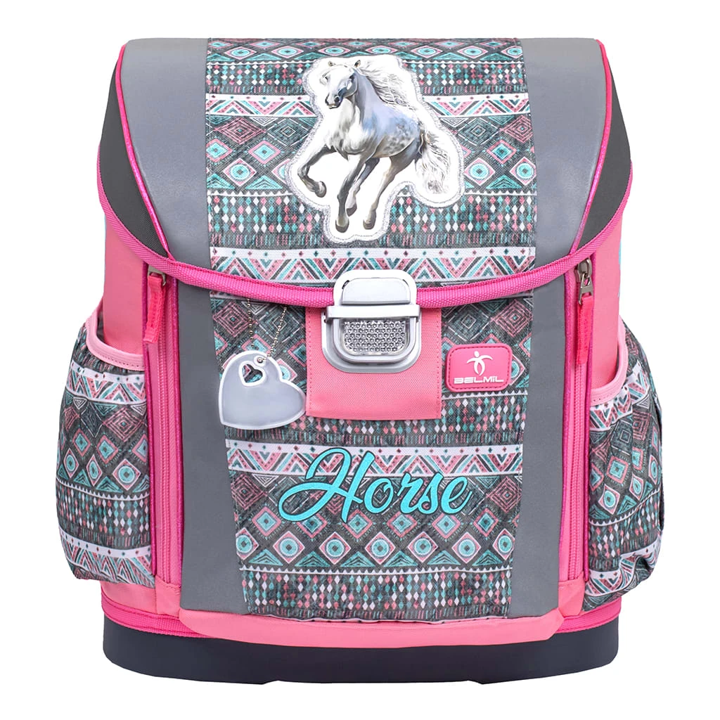 BELMIL 4tlg-Set: Schulranzen Horse Aruba Blue In Grau – (H)37 X (B) 31 X (T) 17 Cm 3 BELMIL 4tlg-Set: Schulranzen Horse Aruba Blue In Grau – (H)37 X (B) 31 X (T) 17 Cm – Bild 3