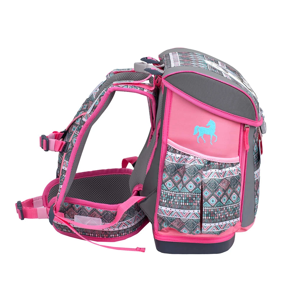 BELMIL 4tlg-Set: Schulranzen Horse Aruba Blue In Grau – (H)37 X (B) 31 X (T) 17 Cm 4 BELMIL 4tlg-Set: Schulranzen Horse Aruba Blue In Grau – (H)37 X (B) 31 X (T) 17 Cm – Bild 4