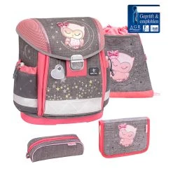 BELMIL 4tlg-Set: Schulranzen Little Owl In Rose – (H)36 X (B) 32 X (T) 19 Cm