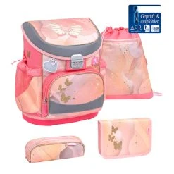 BELMIL 4tlg-Set: Schulranzen Marble In Rose – (H)36 X (B) 28 X (T) 17 Cm