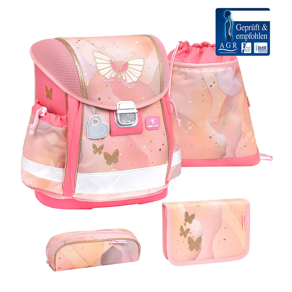 BELMIL 4tlg-Set: Schulranzen Marble In Rose – (H)36 X (B) 32 X (T) 19 Cm 1 BELMIL 4tlg-Set: Schulranzen Marble In Rose – (H)36 X (B) 32 X (T) 19 Cm