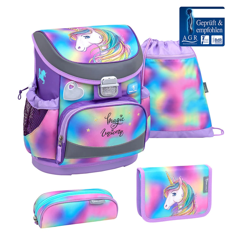 BELMIL 4tlg-Set: Schulranzen Rainbow Color In Lila – (H)36 X (B) 28 X (T) 17 Cm 1 BELMIL 4tlg-Set: Schulranzen Rainbow Color In Lila – (H)36 X (B) 28 X (T) 17 Cm