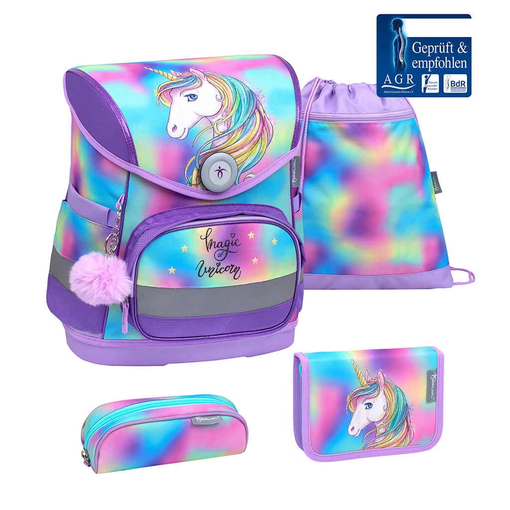 BELMIL 4tlg-Set: Schulranzen Rainbow Color In Lila – (H)37 X (B) 30 X (T) 19 Cm 1 BELMIL 4tlg-Set: Schulranzen Rainbow Color In Lila – (H)37 X (B) 30 X (T) 19 Cm