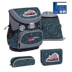 BELMIL 4tlg-Set: Schulranzen Red Dots In Schwarz – (H)36 X (B) 28 X (T) 17 Cm