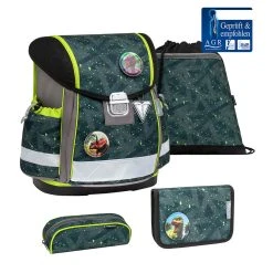 BELMIL 5tlg-Set: Schulranzen Green Splash In Grün – (H)36 X (B) 32 X (T) 19 Cm