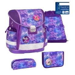 BELMIL 5tlg-Set: Schulranzen Violet Universe In Lila – (H)36 X (B) 32 X (T) 19 Cm