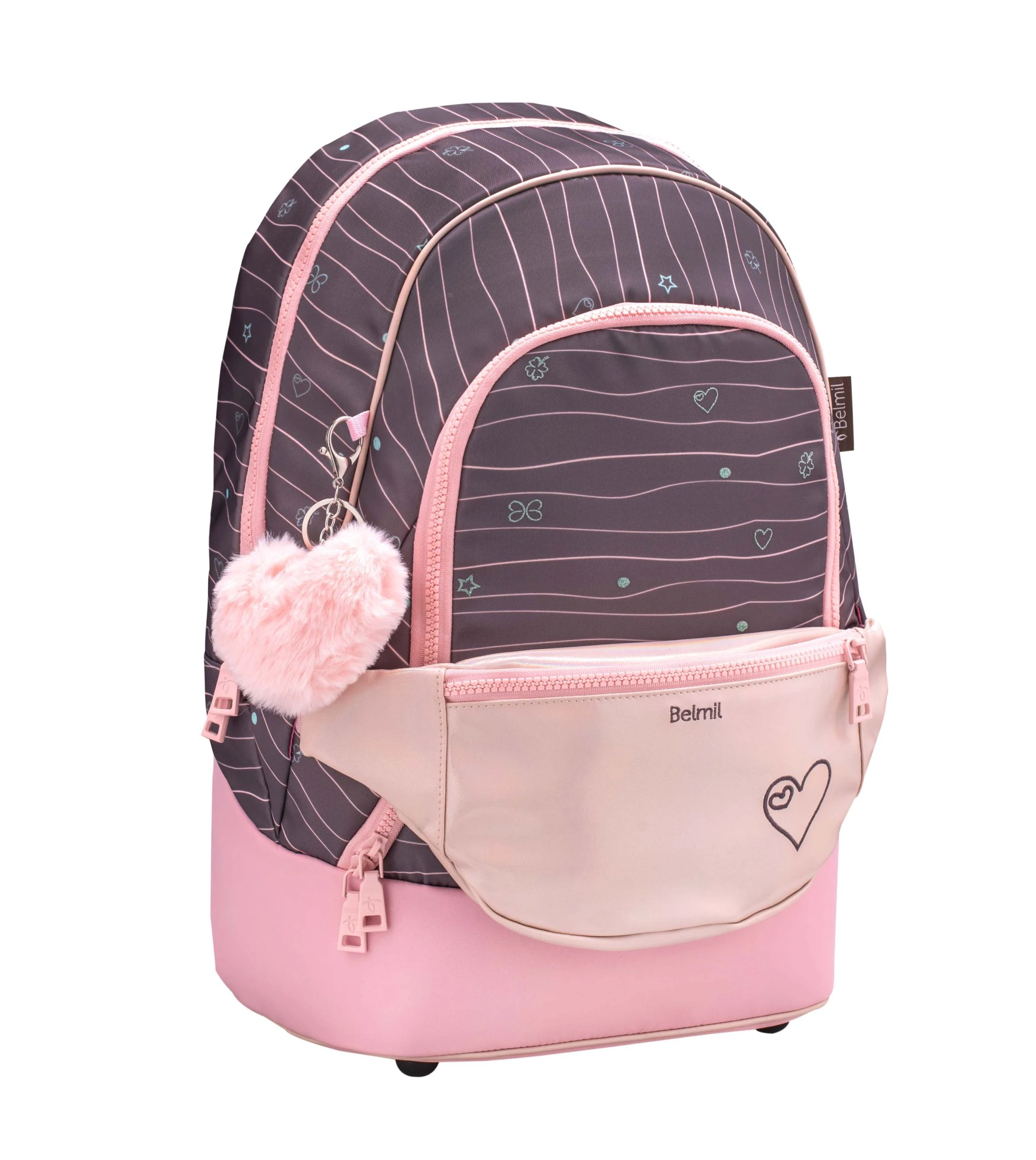 BELMIL Premium 2-IN-1 Schultasche & Gürteltasche "Mint" Braun Mit Brustgurt 1 BELMIL Premium 2-IN-1 Schultasche & Gürteltasche "Mint" Braun Mit Brustgurt