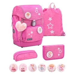 BELMIL Premium Schulranzen-Set 5tlg. Comfy Plus "Candy" Pink Mit Brustgurt