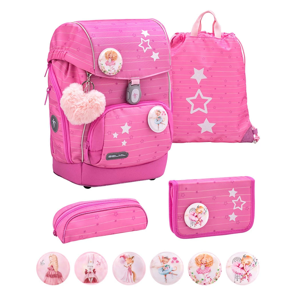 BELMIL Premium Schulranzen-Set 5tlg. Comfy Plus "Candy" Pink Mit Brustgurt 1 BELMIL Premium Schulranzen-Set 5tlg. Comfy Plus "Candy" Pink Mit Brustgurt