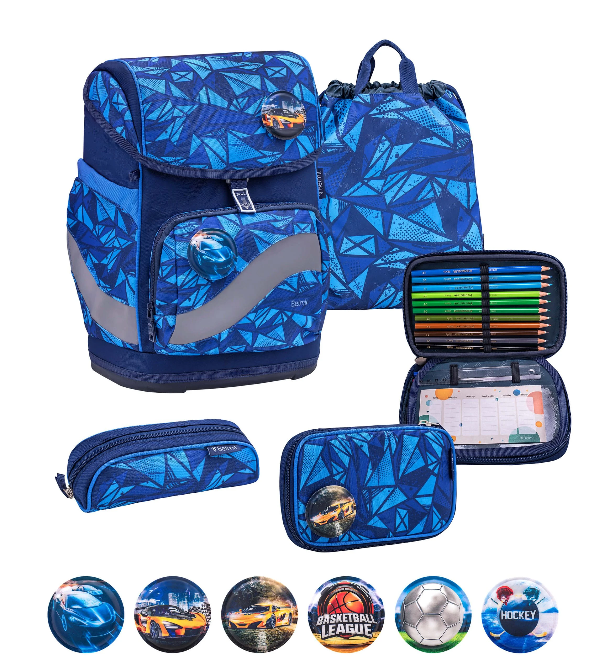 BELMIL Premium Schulranzen-Set 5tlg. Smarty Plus "Glacier Blue" Mit Brustgurt 1 BELMIL Premium Schulranzen-Set 5tlg. Smarty Plus "Glacier Blue" Mit Brustgurt