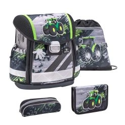 BELMIL Schulranzen-Set 4tlg. Classy "Green Tractor" Schwarz, Grün, Schwarz H 36 Cm B 32 Cm T 19 Cm