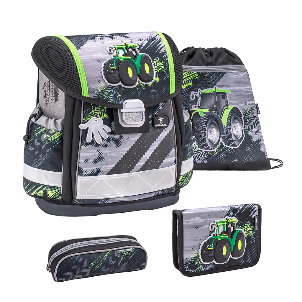 BELMIL Schulranzen-Set 4tlg. Classy "Green Tractor" Schwarz, Grün, Schwarz H 36 Cm B 32 Cm T 19 Cm 1 BELMIL Schulranzen-Set 4tlg. Classy "Green Tractor" Schwarz, Grün, Schwarz H 36 Cm B 32 Cm T 19 Cm