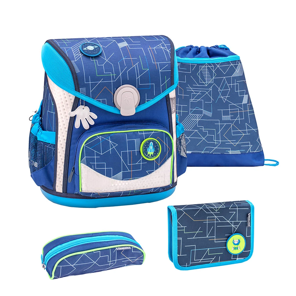 BELMIL Schulranzen-Set 4tlg. Cool Bag "Invasion" Blau Mit Brustgurt, Hüftgurt, Magnetverschluss H 36 Cm B 31 Cm T 23 Cm 1 BELMIL Schulranzen-Set 4tlg. Cool Bag "Invasion" Blau Mit Brustgurt, Hüftgurt, Magnetverschluss H 36 Cm B 31 Cm T 23 Cm