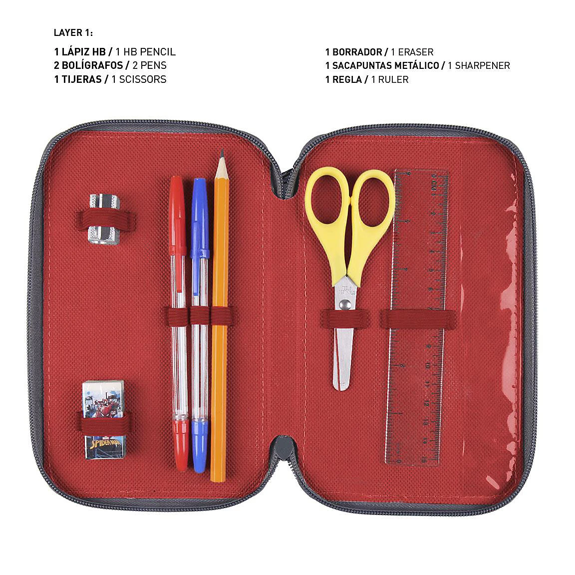 Cerda Triple-Federmäppchen Spider-Man Befüllt, 42-tlg. 3 Cerda Triple-Federmäppchen Spider-Man Befüllt, 42-tlg. – Bild 3