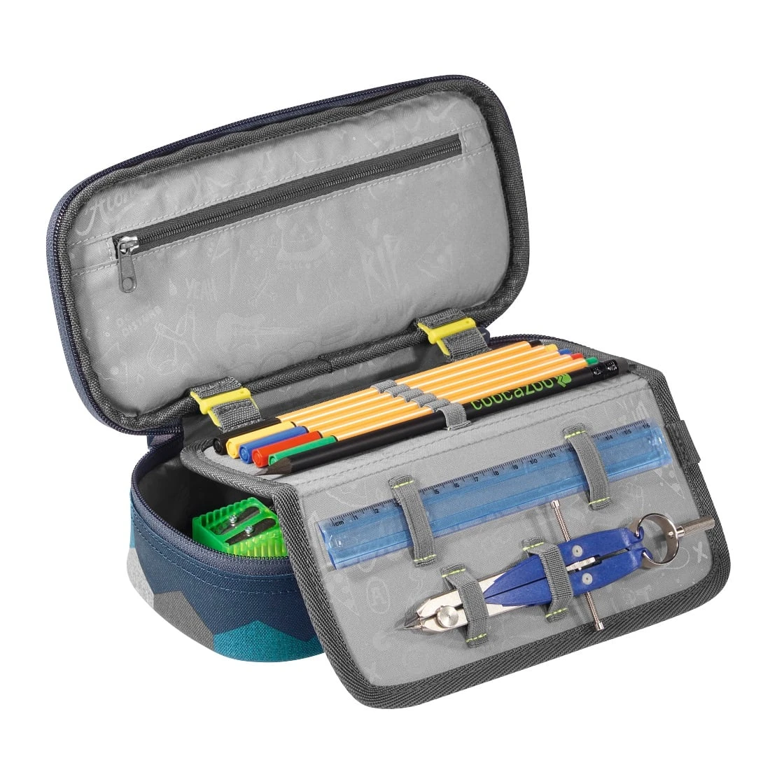 Coocazoo Schlamperbox Blue Geometric Melange In Blau/grau 2 Coocazoo Schlamperbox Blue Geometric Melange In Blau/grau – Bild 2