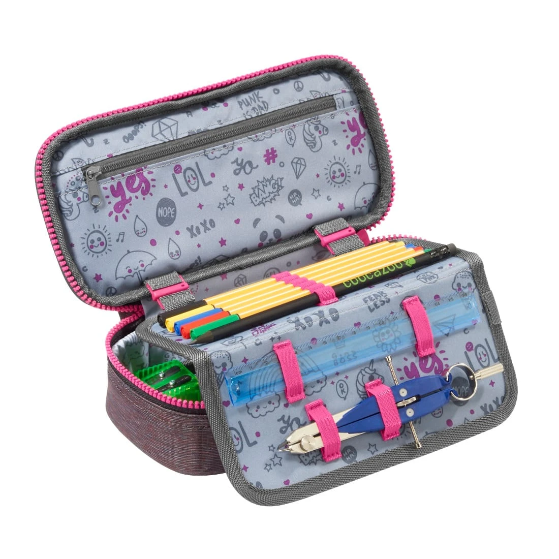 Coocazoo Schlamperbox PencilDenzel Mixed Melange Pink Leo In Rosa 2 Coocazoo Schlamperbox PencilDenzel Mixed Melange Pink Leo In Rosa – Bild 2