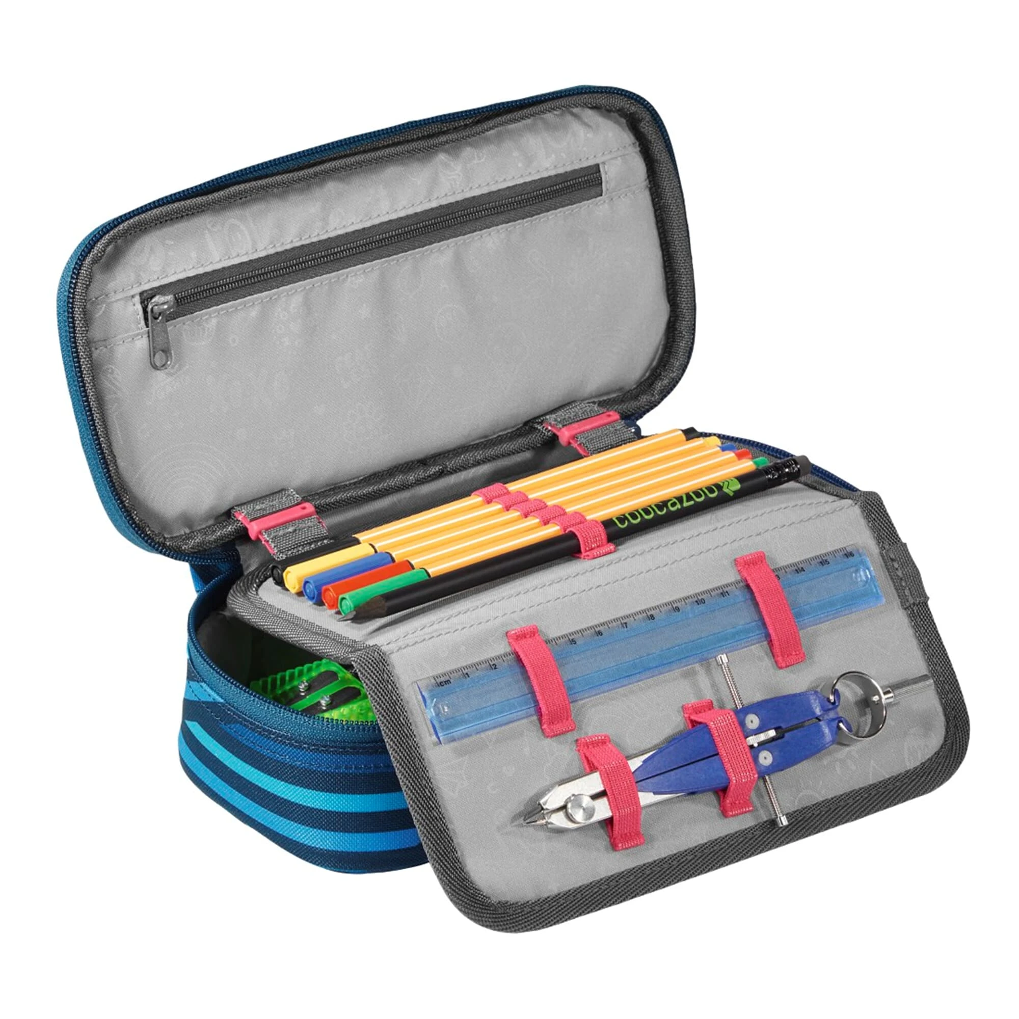 Coocazoo Schlamperetui PencilDenzel In Zebra Stripe Blue 2 Coocazoo Schlamperetui PencilDenzel In Zebra Stripe Blue – Bild 2