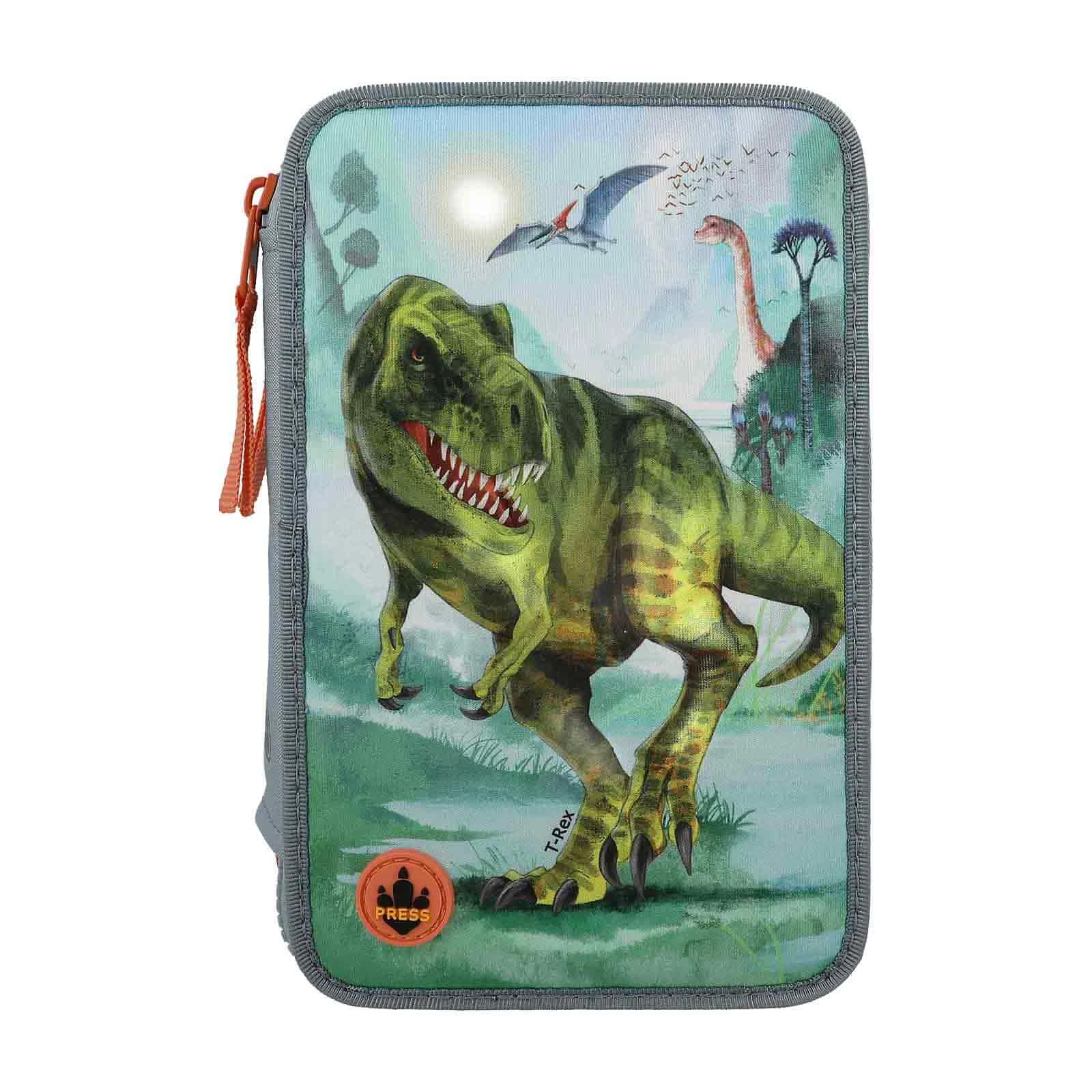 Depesche 3-Fach Federtasche LED T-Rex Dino World 20 X 13 Cm In Rauchblau 2 Depesche 3-Fach Federtasche LED T-Rex Dino World 20 X 13 Cm In Rauchblau – Bild 2