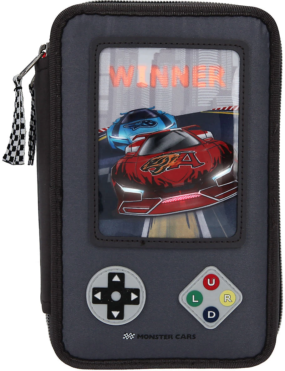 Depesche Monster Cars LED Triple-Federmäppchen GAMER, Befüllt Mit über 40 Teilen 2 Depesche Monster Cars LED Triple-Federmäppchen GAMER, Befüllt Mit über 40 Teilen – Bild 2