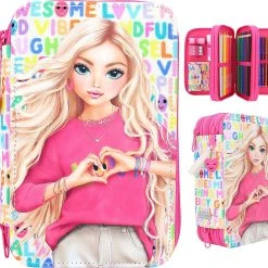 Depesche TOPModel Triple-Federmäppchen SELFLOVE, Befüllt Mit über 40 Teilen