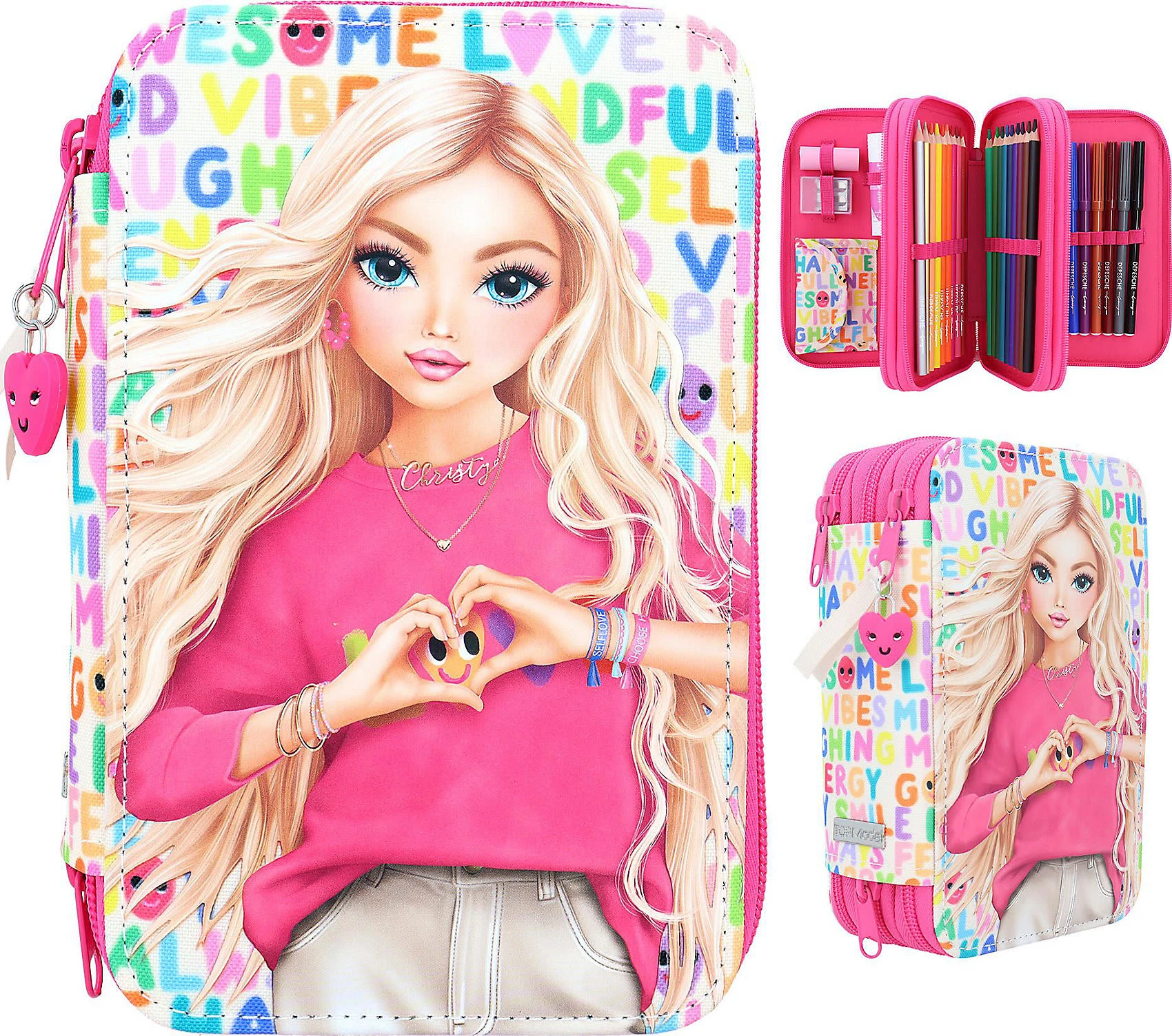 Depesche TOPModel Triple-Federmäppchen SELFLOVE, Befüllt Mit über 40 Teilen 1 Depesche TOPModel Triple-Federmäppchen SELFLOVE, Befüllt Mit über 40 Teilen