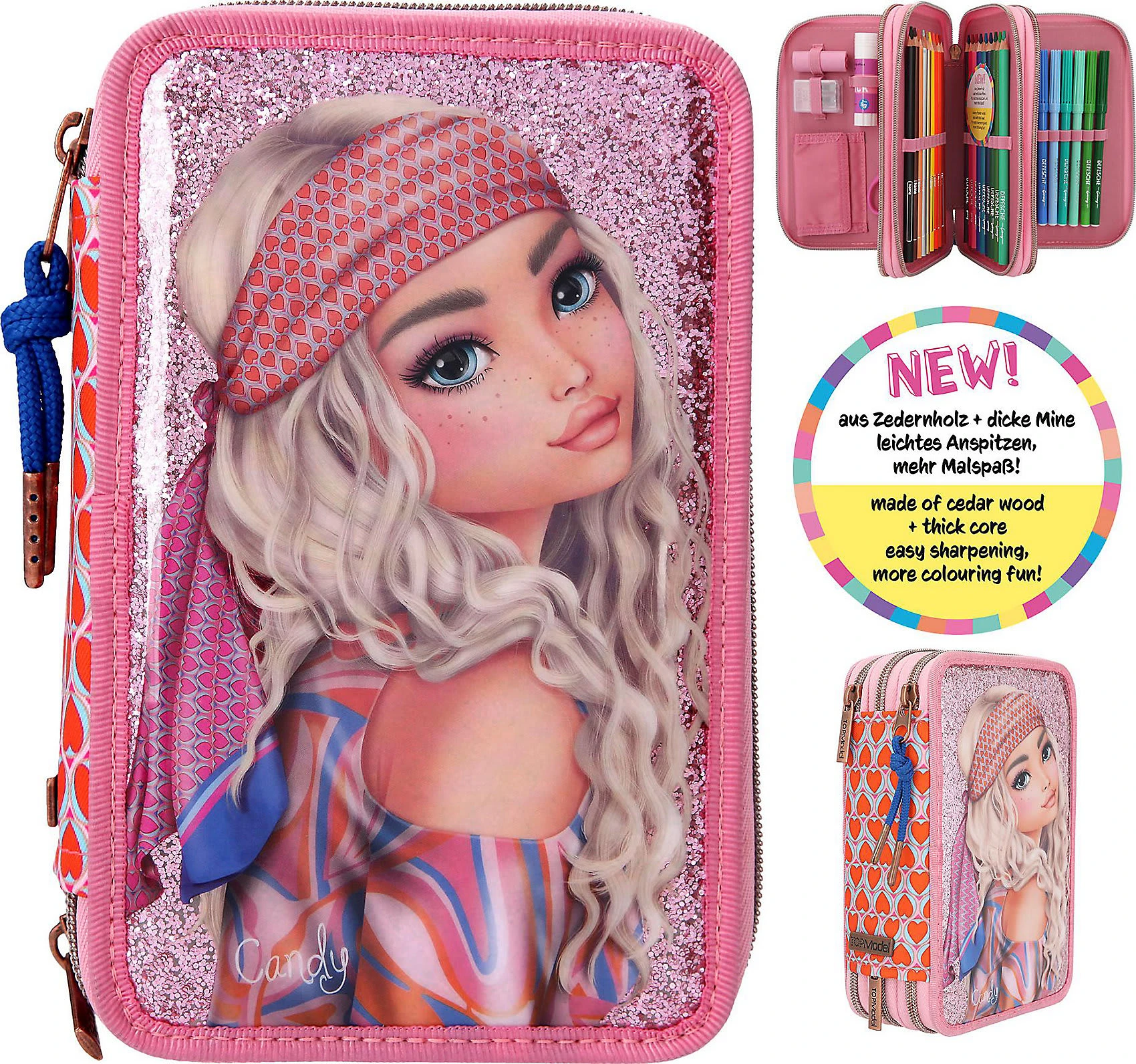 Depesche TOPModel Triple-Federmäppchen SEVENTIES, Befüllt Mit über 40 Teilen 1 Depesche TOPModel Triple-Federmäppchen SEVENTIES, Befüllt Mit über 40 Teilen