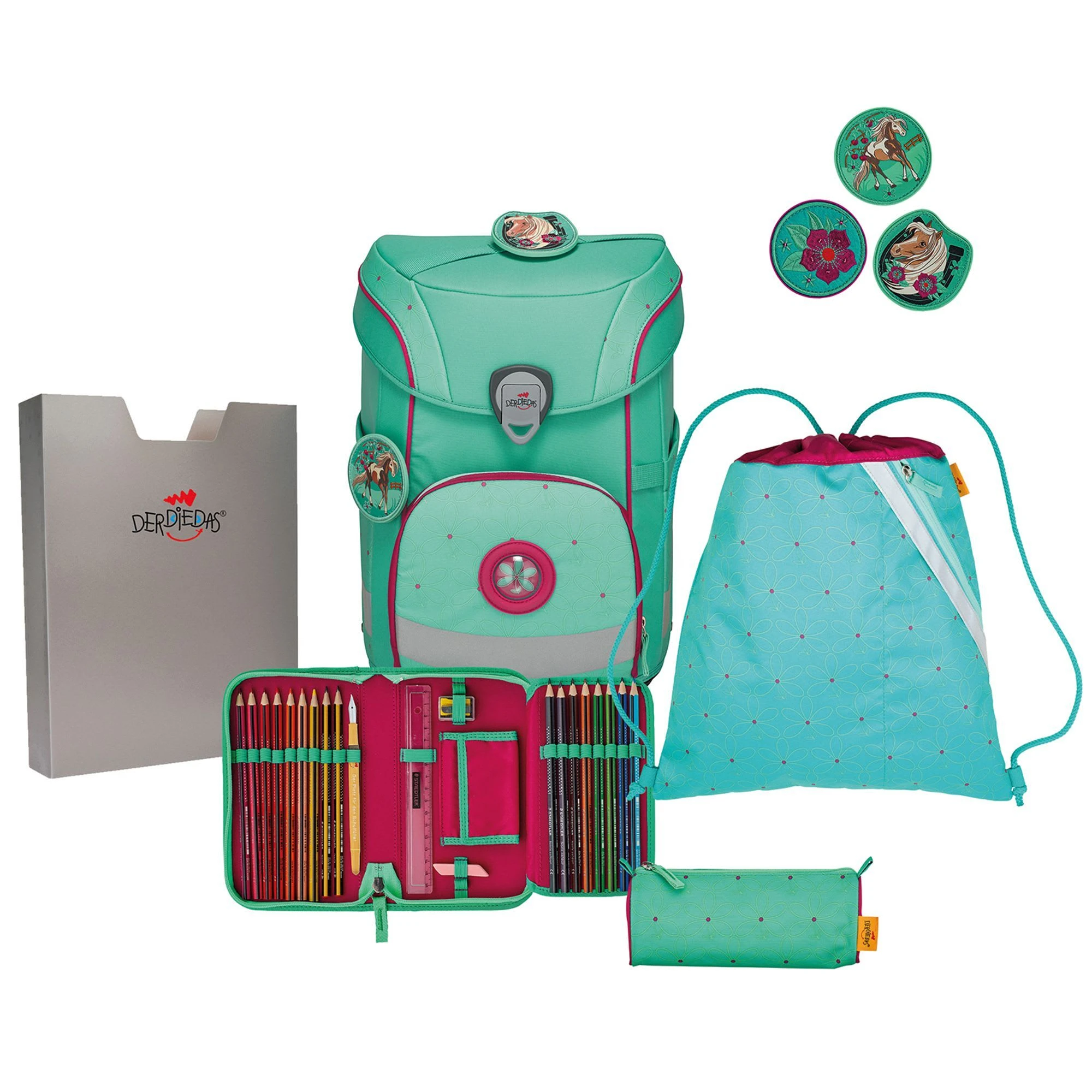DerDieDas ErgoFlex Easy Schulranzen-Set In Peppermint Pony 1 DerDieDas ErgoFlex Easy Schulranzen-Set In Peppermint Pony