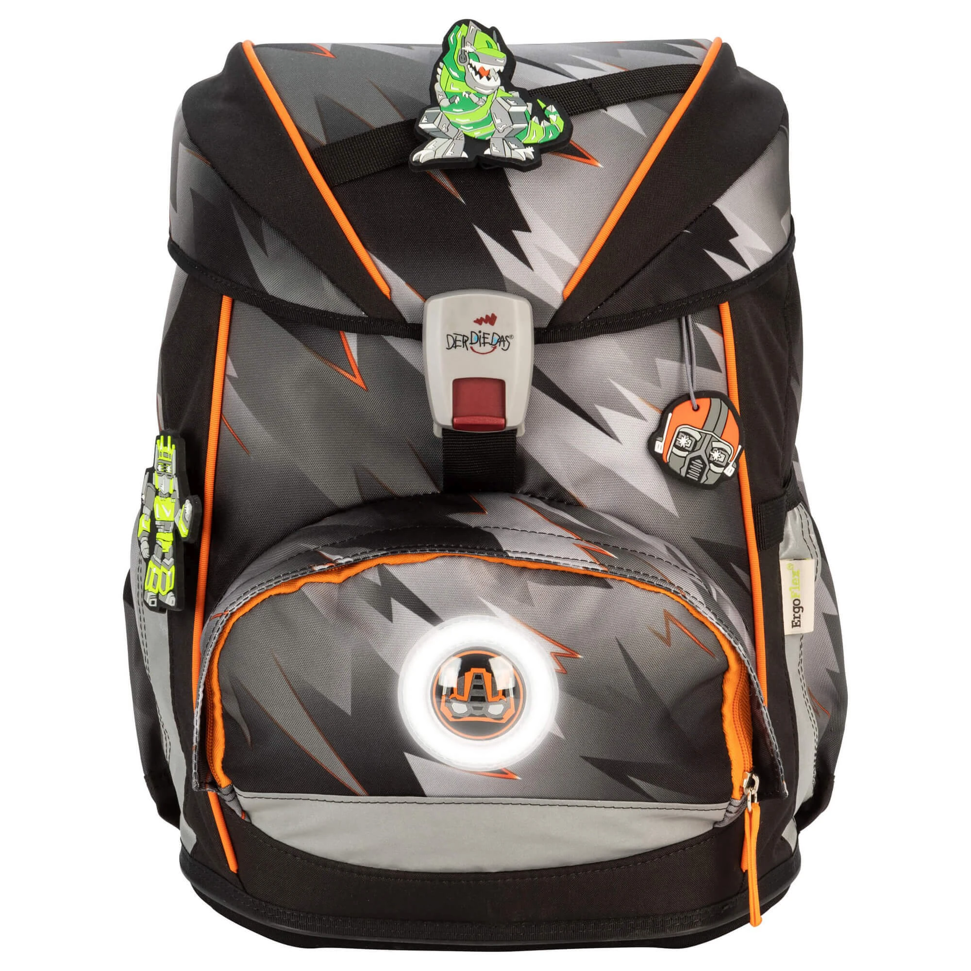 DerDieDas ErgoFlex Exklusiv LED - Schulranzen Set 5tlg. 800g In Cyber Dino 2 DerDieDas ErgoFlex Exklusiv LED - Schulranzen Set 5tlg. 800g In Cyber Dino – Bild 2
