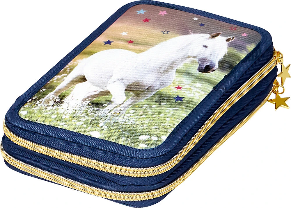 Die Spiegelburg Doppel-Federmäppchen Pferdefreunde, Befüllt, 5-tlg. 1 Die Spiegelburg Doppel-Federmäppchen Pferdefreunde, Befüllt, 5-tlg.