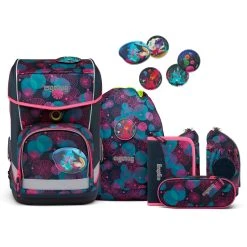 Ergobag Cubo Light Schulranzen-Set 6tlg. Inkl. Klettie-Set In Korallbär