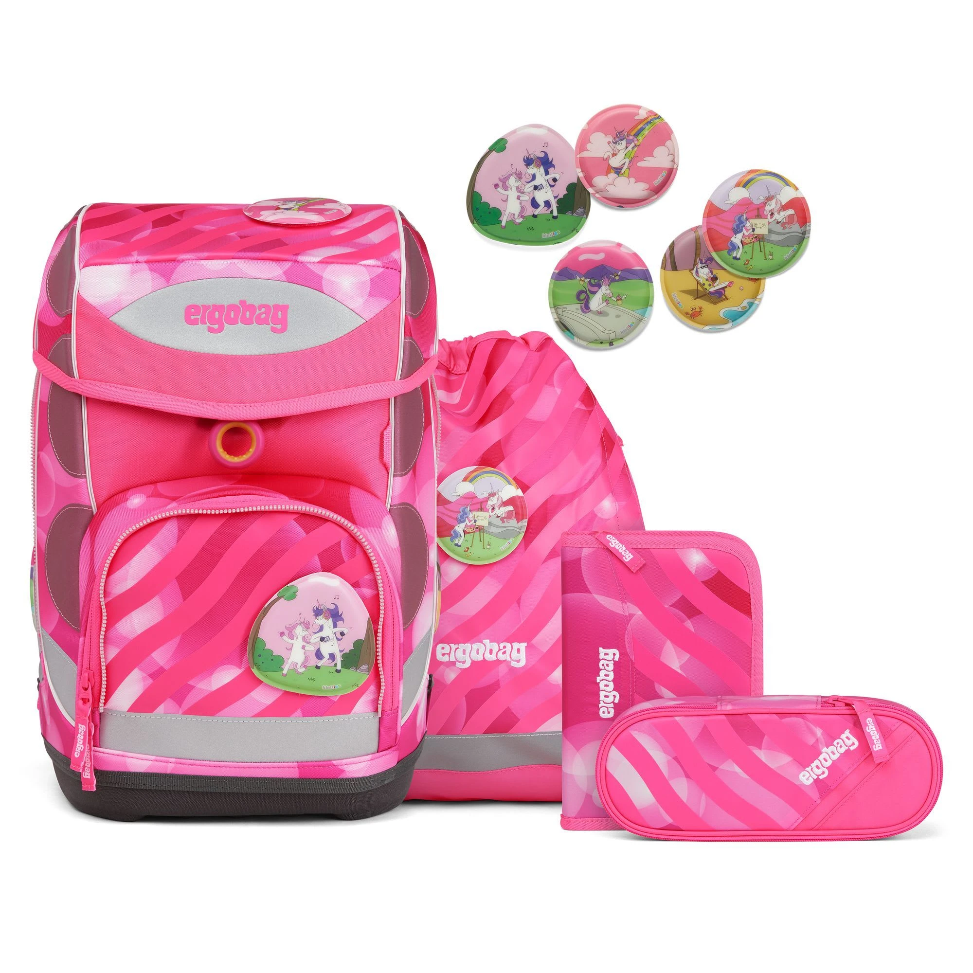 Ergobag Cubo Schulranzen-Set 5tlg. Inkl. Klettie-Set In Kuntbärbuntes Einhorn 1 Ergobag Cubo Schulranzen-Set 5tlg. Inkl. Klettie-Set In Kuntbärbuntes Einhorn