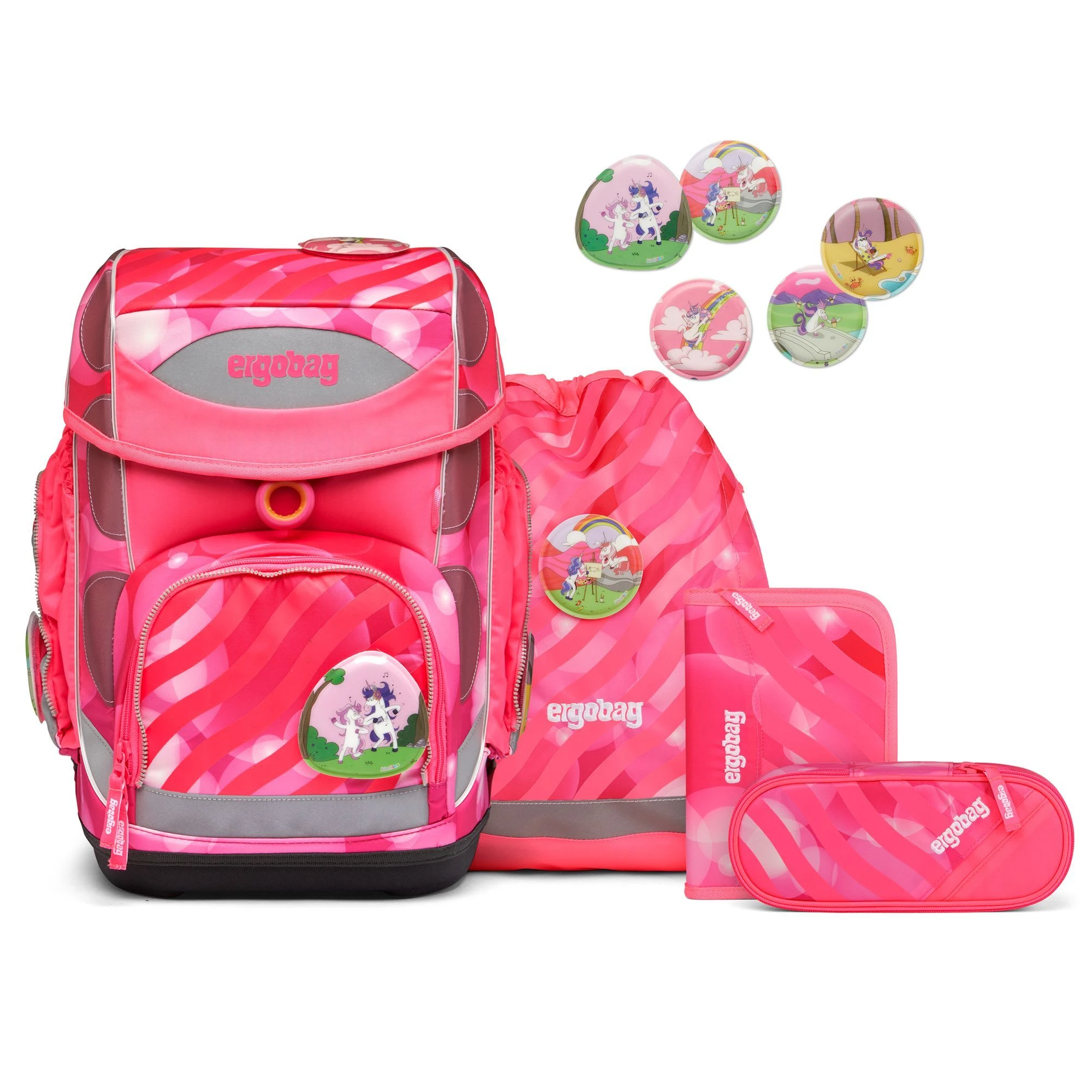 Ergobag Cubo Schulranzen-Set 5tlg. Inkl. Klettie-Set In Kuntbärbuntes Einhorn 1 Ergobag Cubo Schulranzen-Set 5tlg. Inkl. Klettie-Set In Kuntbärbuntes Einhorn