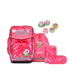Ergobag Grundschulranzen Cubo KuntBärbuntes Einhorn 22/23 5-teiliges Set In Rosa