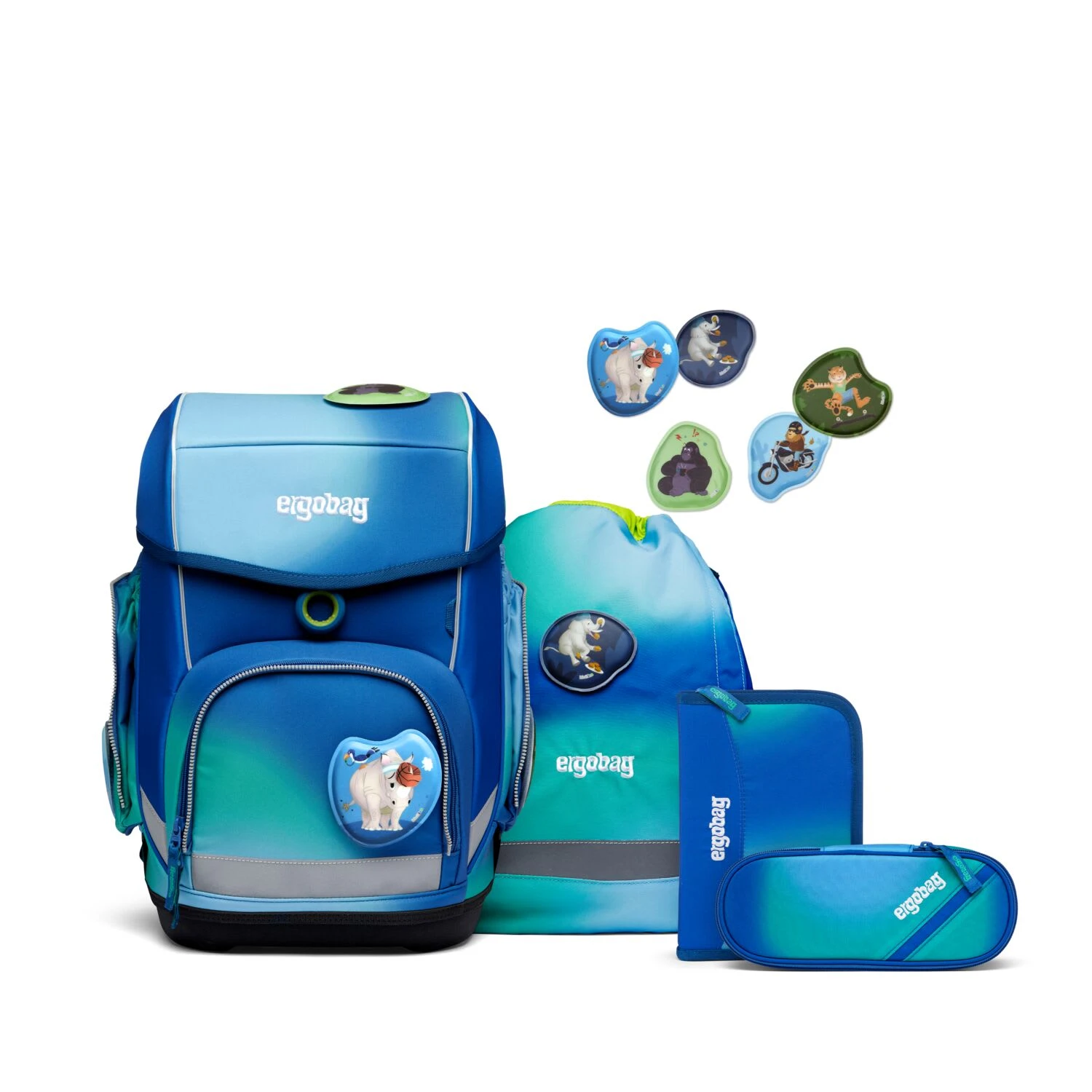 Ergobag Schulranzen Cubo DschungelfieBär 5-teiliges Set In Blau 1 Ergobag Schulranzen Cubo DschungelfieBär 5-teiliges Set In Blau