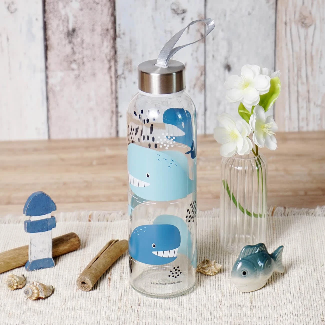 Geda Labels Trinkflasche Wale Glas In Blau - 500 Ml 2 Geda Labels Trinkflasche Wale Glas In Blau - 500 Ml – Bild 2
