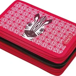 Herlitz Triple-Federmäppchen Cute Animals Zebra, Befüllt, 31-tlg.
