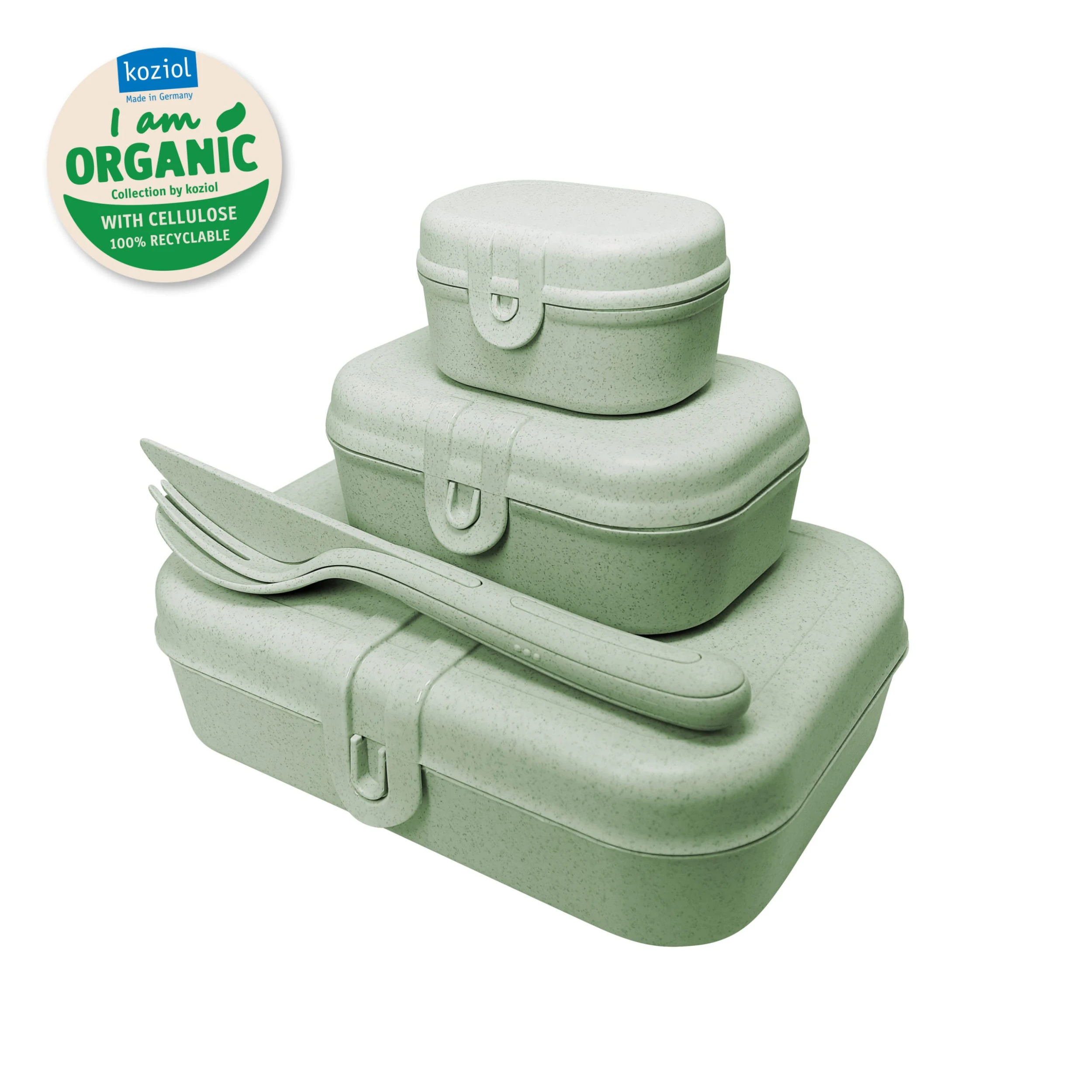 Koziol ORGANIC PASCAL READY - Lunchbox-Set + Besteck-Set In Organic Green 2 Koziol ORGANIC PASCAL READY - Lunchbox-Set + Besteck-Set In Organic Green – Bild 2