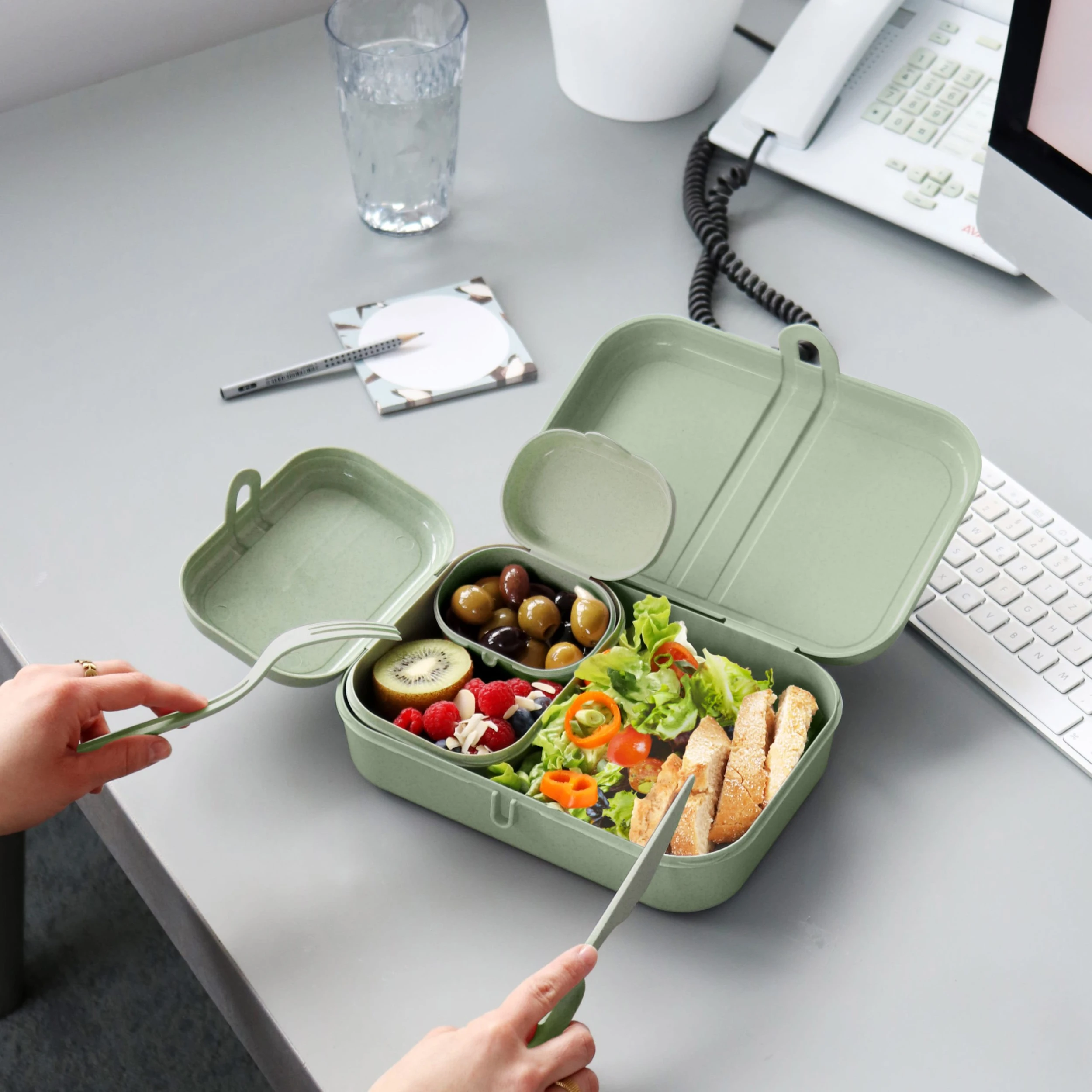 Koziol ORGANIC PASCAL READY - Lunchbox-Set + Besteck-Set In Organic Green 3 Koziol ORGANIC PASCAL READY - Lunchbox-Set + Besteck-Set In Organic Green – Bild 3
